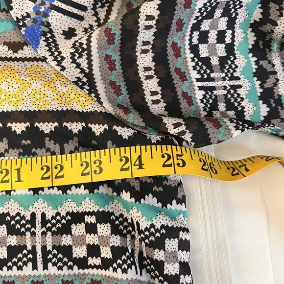 Jimmy Yoo Tunic Top Womens 2X Multi Aztec Striped Satin Tie Dye Hem Lagenlook - Picture 9 of 13